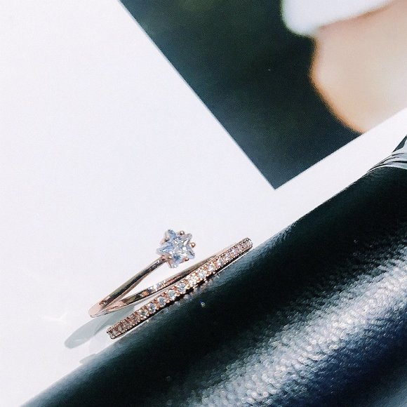 *NEW 18K Rose Gold Diamond Star Adjustable Ring - Picture 9 of 13